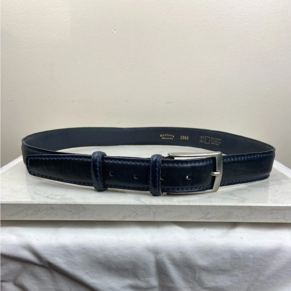 Cuoieria Fiorentina Italian Leather Belt Navy Blue Real Leather Made in Italy